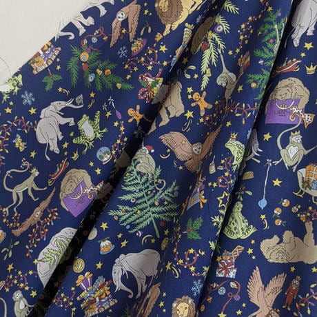 ◆輸入 リバティ LIBERTY タナローン Liberty Christmas Blue リバティクリスマス ブルー 約130×50cm