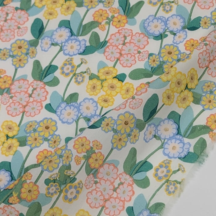 リバティ・ファブリックス　タナローン　Primula Park　プリムラ・パーク　イエロー　約108×50cm