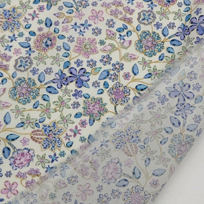 リバティ・ファブリックス　タナローン　Fiona Devaux フィオナ・ドゥヴォー　ブルー　約108×50cm