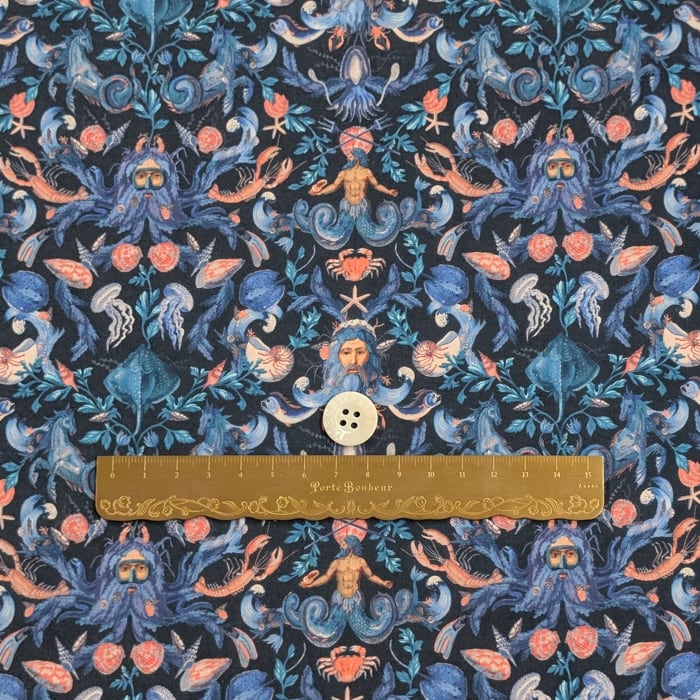 リバティ・ファブリックス　タナローン　Neptune's Kingdom　ネプチューンズキングダム 　ブルー　約108×50cm