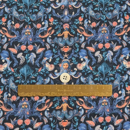 リバティ・ファブリックス　タナローン　Neptune's Kingdom　ネプチューンズキングダム 　ブルー　約108×50cm
