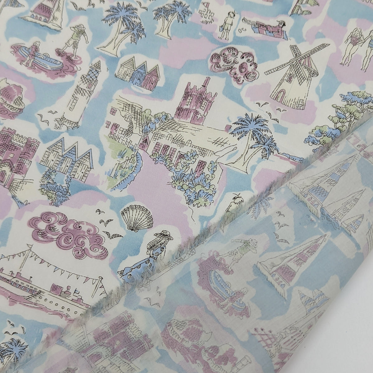 ◆輸入　リバティ　LIBERTY　タナローン　Isle of Wight　アイル オブ ワイト　ライトブルー　約130×50cm