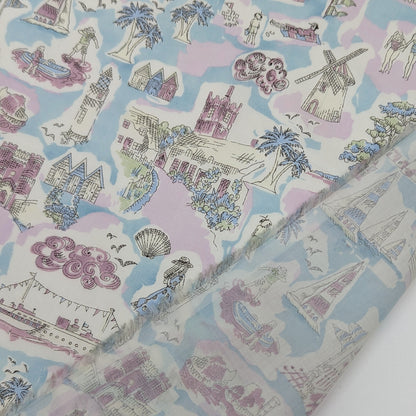 ◆輸入　リバティ　LIBERTY　タナローン　Isle of Wight　アイル オブ ワイト　ライトブルー　約130×50cm