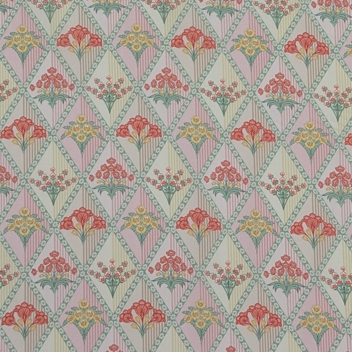 リバティ・ファブリックス　タナローン　Floral Harlequin　フローラル・ハーレクイン　ライトピンク/イエロー　約108×50cm