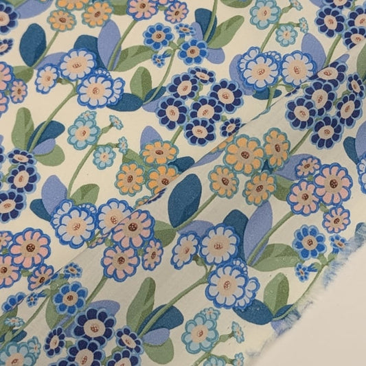 リバティ・ファブリックス　タナローン　Primula Park　プリムラ・パーク　ブルー　約108×50cm