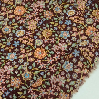 リバティ・ファブリックス　タナローン　Fiona Devaux　フィオナ・ドゥヴォー　ブラウン地　約108×50cm