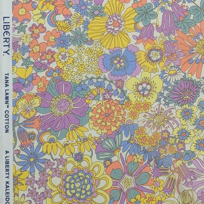 リバティ・ファブリックス　タナローン　Rainbow Garden　レインボウ・ガーデン　イエロー/パープル　約108×50cm