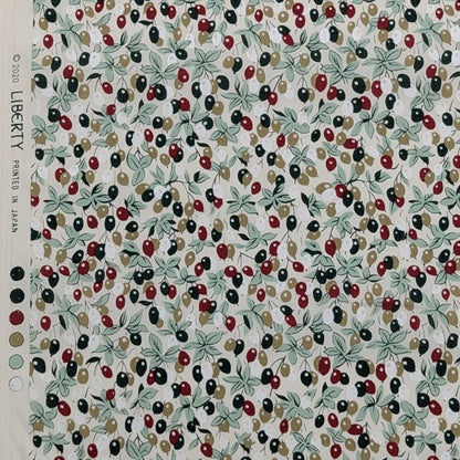 リバティ・ファブリックス　タナローン　Berry Bouquet　ベリー・ブーケ　オリーブカラー　約108×50cm