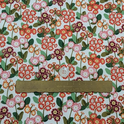 リバティ・ファブリックス　タナローン　Primula Park　プリムラ・パーク　オレンジ/ピンク　約108×50cm