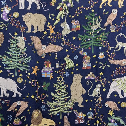 ◆輸入　リバティ　LIBERTY　タナローン　Liberty Christmas Blue　リバティクリスマス　ブルー　約130×50cm
