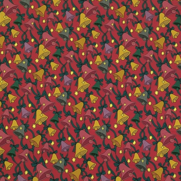 リバティ・ファブリックス　タナローン　Sparkling Bells　スパークリング・ベルズ　レッド　約108×50cm