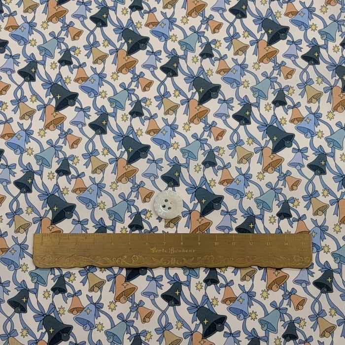 リバティ・ファブリックス　タナローン　Sparkling Bells　スパークリング・ベルズ　ブルー　約108×50cm