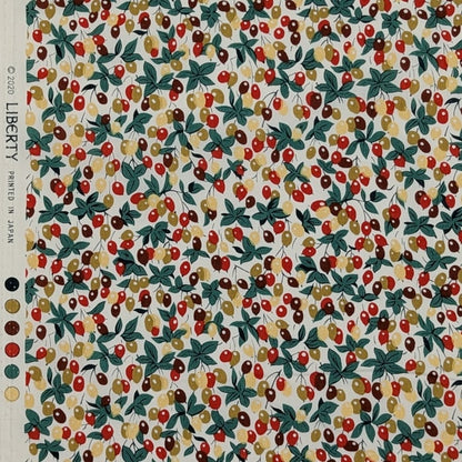 リバティ・ファブリックス　タナローン　Berry Bouquet　ベリー・ブーケ　ワインレッド/オレンジ　約108×50cm
