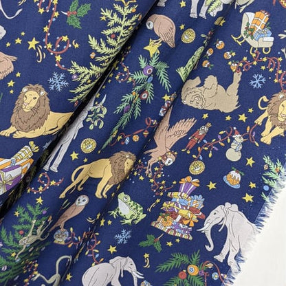 ◆輸入　リバティ　LIBERTY　タナローン　Liberty Christmas Blue　リバティクリスマス　ブルー　約130×50cm