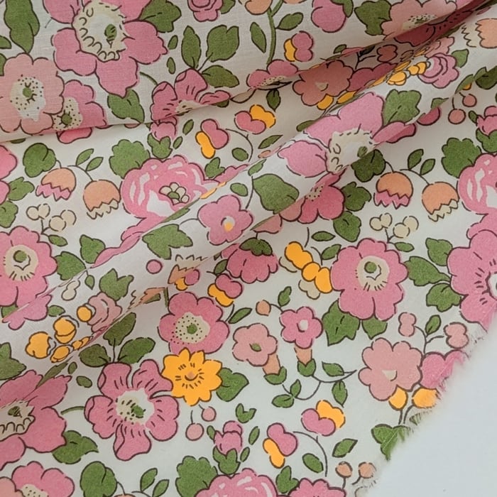 ◆輸入　リバティ　LIBERTY　タナローン　Betsy Neon U　ベッツィネオン　ピンク＆ネオンオレンジ　U　約130×50cm