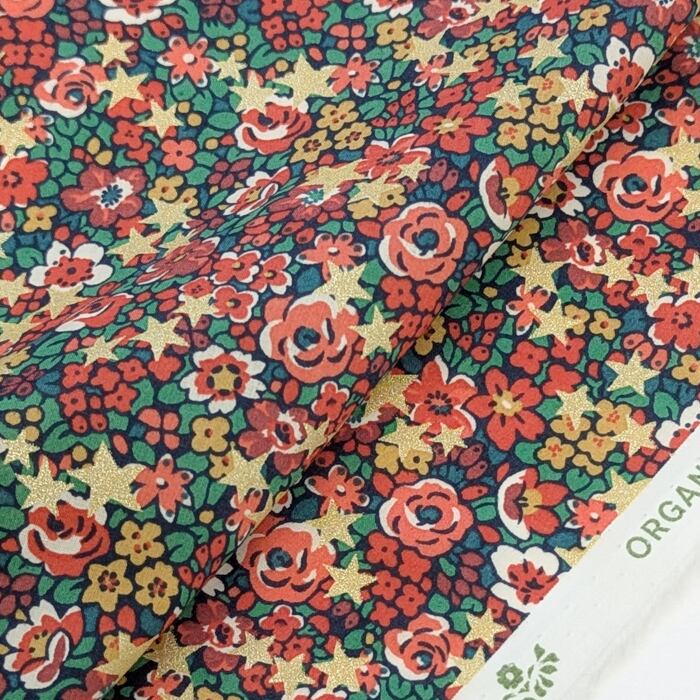 ★輸入　リバティ　LIBERTY　オーガニックタナローン　Emma Etoile Red　エマエトワール　レッド　約130×50cm