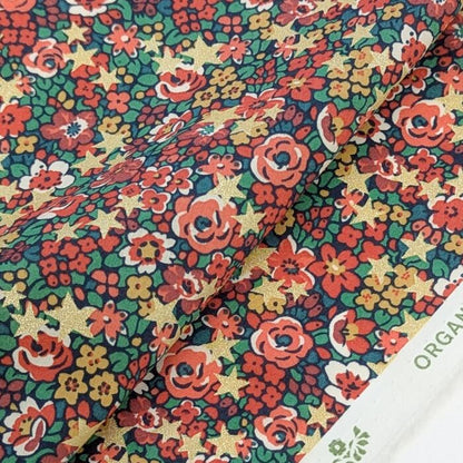 ★輸入　リバティ　LIBERTY　オーガニックタナローン　Emma Etoile Red　エマエトワール　レッド　約130×50cm