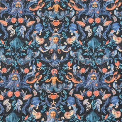 リバティ・ファブリックス　タナローン　Neptune's Kingdom　ネプチューンズキングダム 　ブルー　約108×50cm