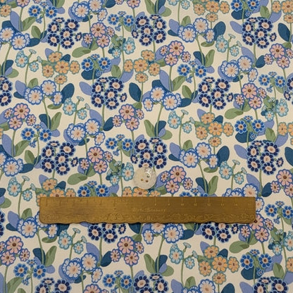 リバティ・ファブリックス　タナローン　Primula Park　プリムラ・パーク　ブルー　約108×50cm