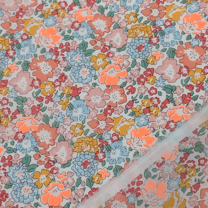 リバティ・ファブリックス　タナローン　Michelle　ミシェル　オレンジネオン　約108×50cm