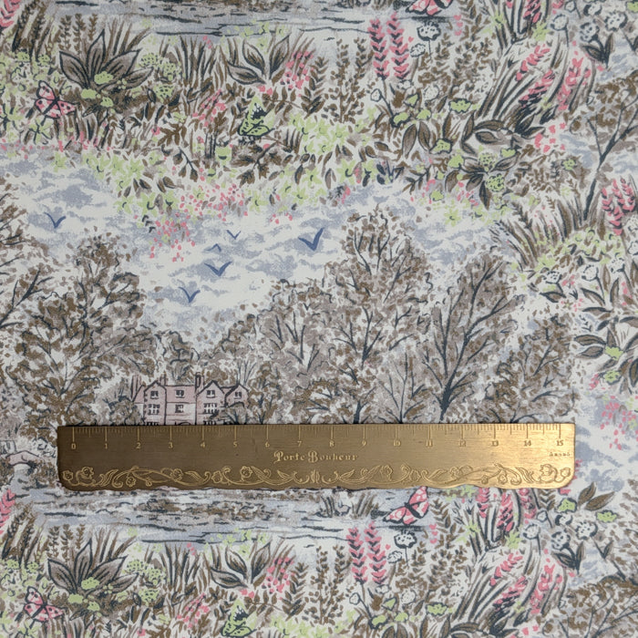 リバティ・ファブリックス　オーガニックタナローン　Glencot House　グレンコット・ハウス　グレー＆ピンク　約108×50cm
