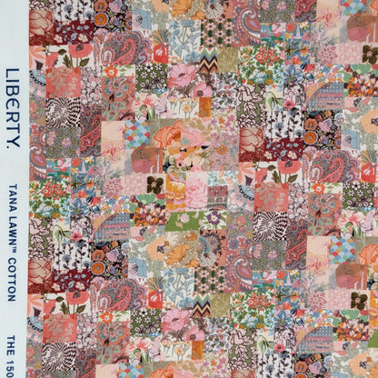リバティ・ファブリックス　タナローン　Archive Patchwork　アーカイブ・パッチワーク　ピンク系　約108×50cm