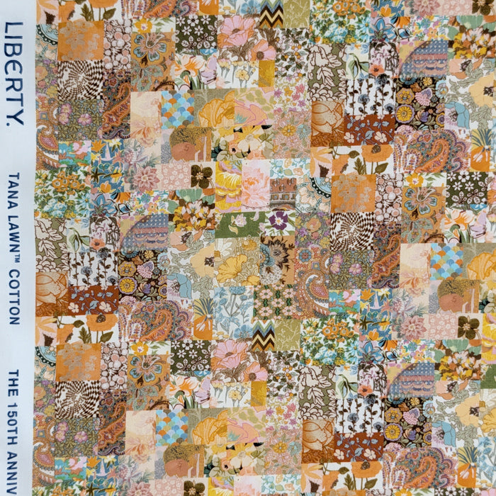 リバティ・ファブリックス　タナローン　Archive Patchwork　アーカイブ・パッチワーク　イエロー系　約108×50cm
