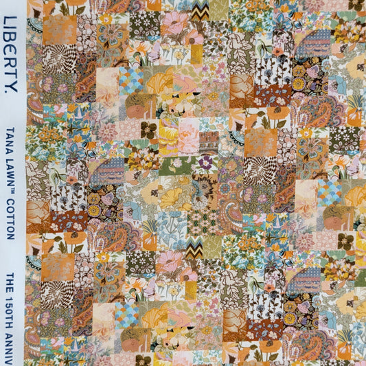 リバティ・ファブリックス　タナローン　Archive Patchwork　アーカイブ・パッチワーク　イエロー系　約108×50cm