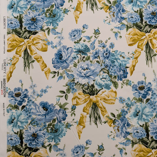 リバティ・ファブリックス　輸入幅　タナローン　Bow Bouquet　ボウ・ブーケ　ブルー　約130×50cm