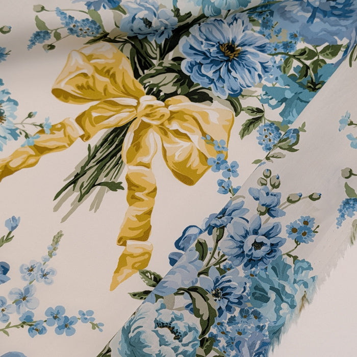 リバティ・ファブリックス　輸入幅　タナローン　Bow Bouquet　ボウ・ブーケ　ブルー　約130×50cm