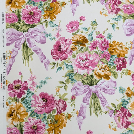 リバティ・ファブリックス　輸入幅　タナローン　Bow Bouquet　ボウ・ブーケ　ピンク　約130×50cm