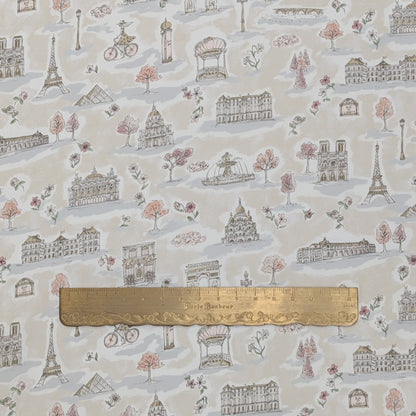 リバティ・ファブリックス　タナローン　Paris Postcard　パリス・ポストカード　ベージュ　約108×50cm
