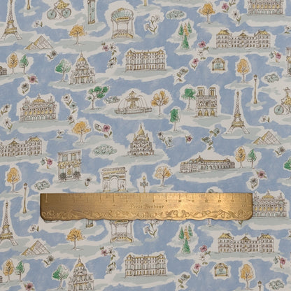 リバティ・ファブリックス　タナローン　Paris Postcard　パリス・ポストカード　ブルー　約108×50cm