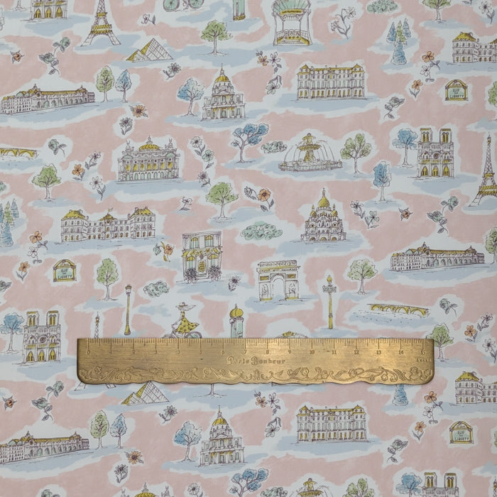リバティ・ファブリックス　タナローン　Paris Postcard　パリス・ポストカード　ピンク　約108×50cm