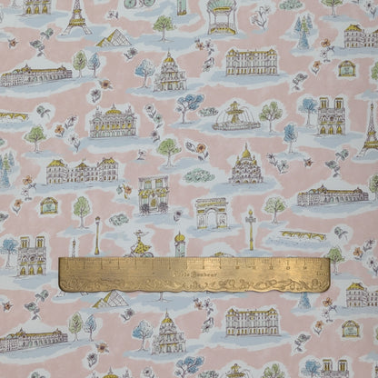 リバティ・ファブリックス　タナローン　Paris Postcard　パリス・ポストカード　ピンク　約108×50cm