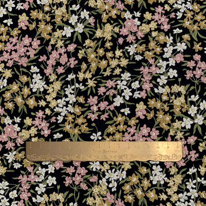 リバティ・ファブリックス　タナローン　Sea Blossoms　シーブロッサムズ　ブラック地　約108×50cm