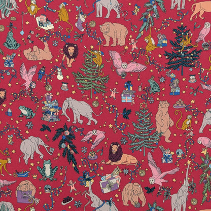 リバティ・ファブリックス　タナローン　Liberty Christmas　リバティ・クリスマス　レッド　約108×50cm