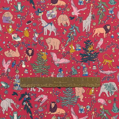 リバティ・ファブリックス　タナローン　Liberty Christmas　リバティ・クリスマス　レッド　約108×50cm