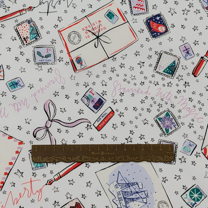 リバティ・ファブリックス　タナローン　Stamped With Magic　スタンプド・ウィズ・マジック　ホワイト　約108×50cm