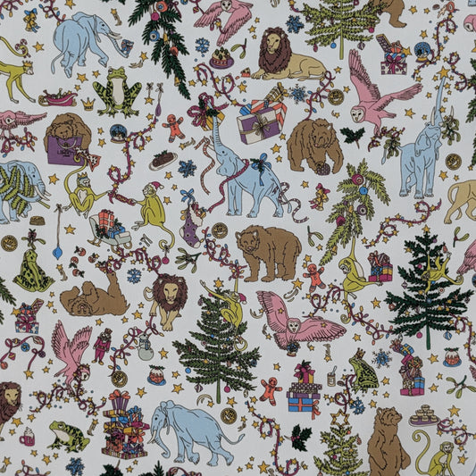リバティ・ファブリックス　タナローン　Liberty Christmas　リバティ・クリスマス　ホワイト　約108×50cm