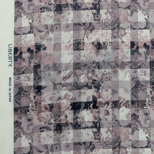 ★HHF別注★リバティ・ファブリックス　国産タナローン　Archive Gingham　アーカイブ・ギンガム　モーブカラー　約108×50cm