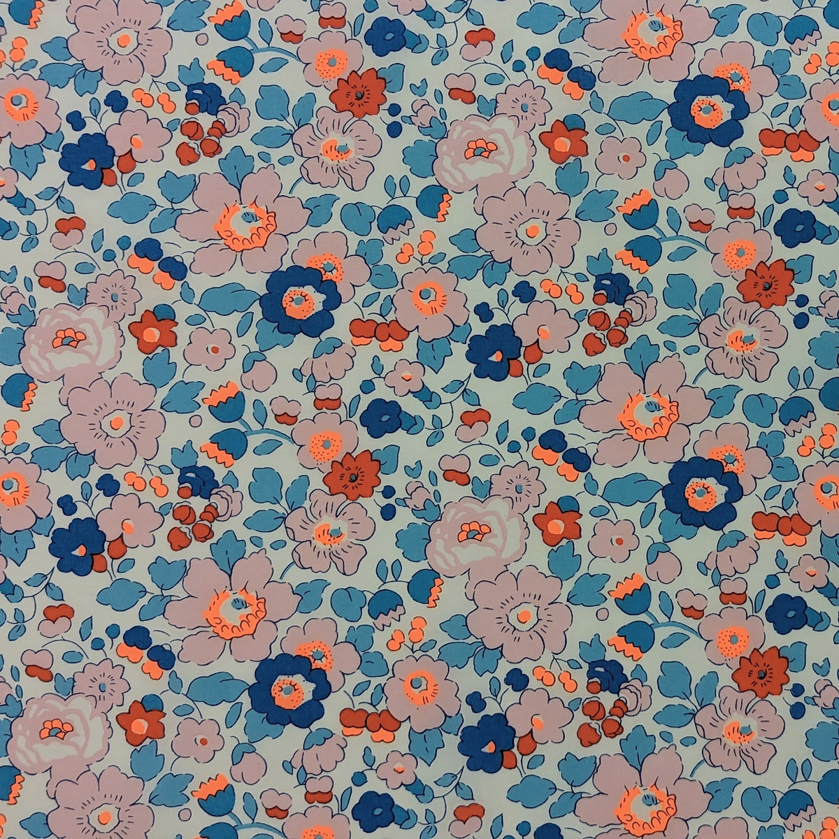 説明欄確認要◆輸入　リバティ　LIBERTY　タナローン　Betsy Neon Orange&Blue　ベッツィ　ネオンオレンジ＆ブルー　約130×50cm