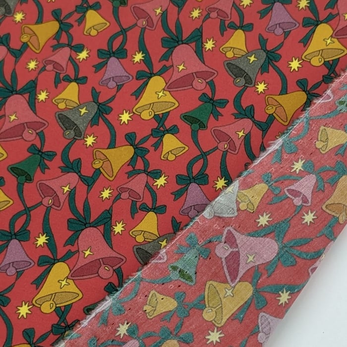 リバティ・ファブリックス　タナローン　Sparkling Bells　スパークリング・ベルズ　レッド　約108×50cm