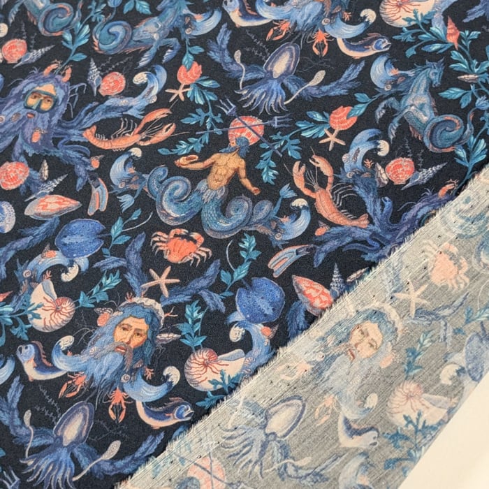リバティ・ファブリックス　タナローン　Neptune's Kingdom　ネプチューンズキングダム 　ブルー　約108×50cm