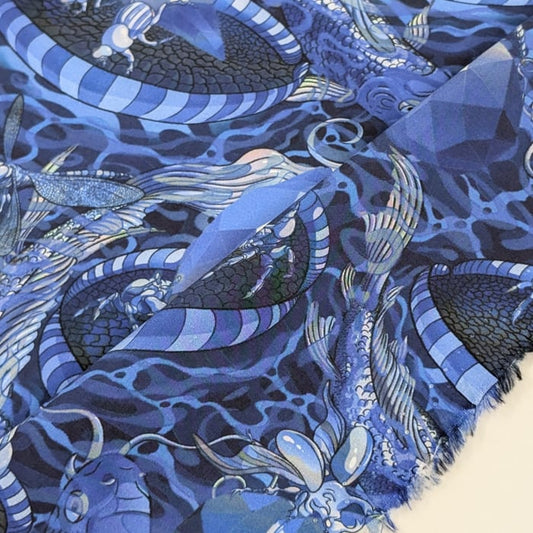 リバティ・ファブリックス　タナローン　Wilde World　ワイルド・ワールド　ブルー　約108×50cm