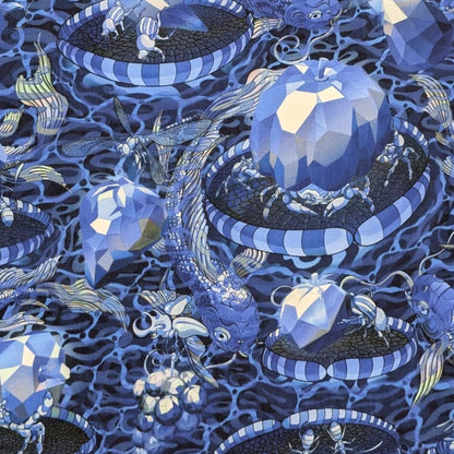 リバティ・ファブリックス　タナローン　Wilde World　ワイルド・ワールド　ブルー　約108×50cm