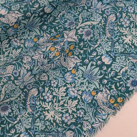 ◆輸入　リバティ　LIBERTY　タナローン　Strawberry Thief Turquoise  ★　ストロベリーシーフ　ターコイズ　約130×50cm