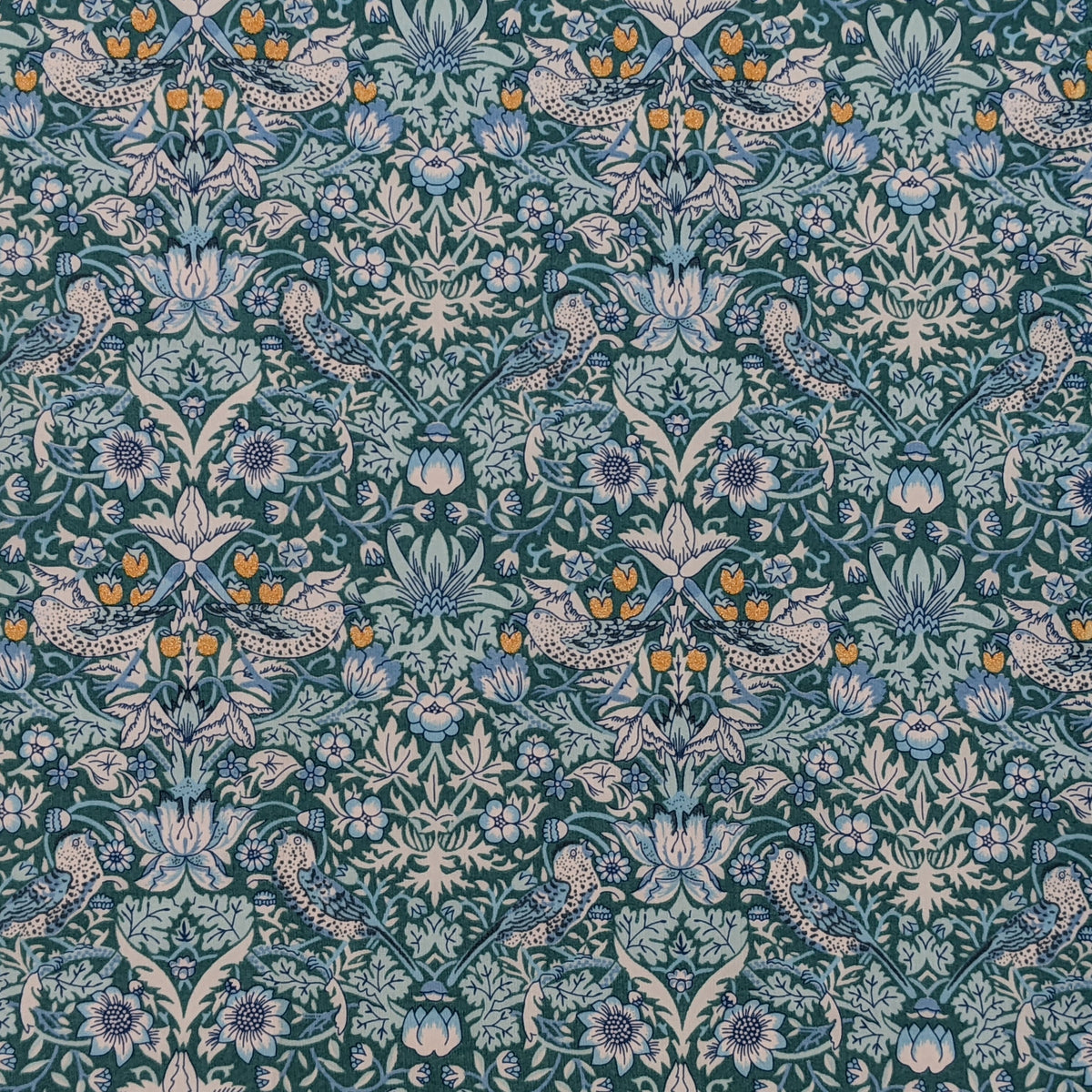 ◆輸入　リバティ　LIBERTY　タナローン　Strawberry Thief Turquoise  ★　ストロベリーシーフ　ターコイズ　約130×50cm