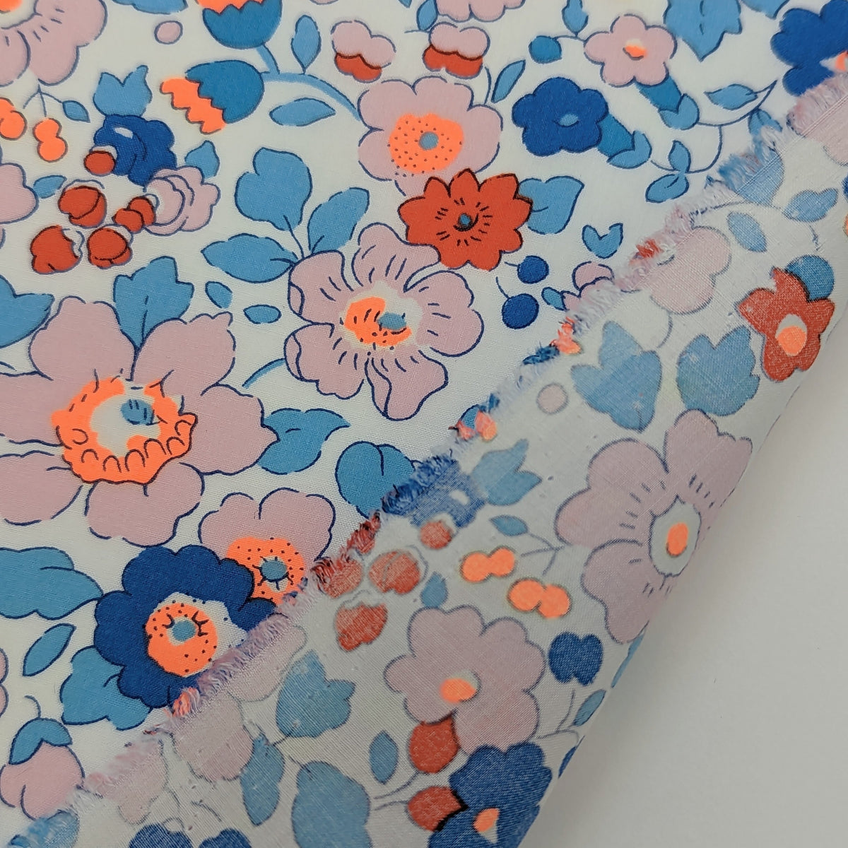 説明欄確認要◆輸入　リバティ　LIBERTY　タナローン　Betsy Neon Orange&Blue　ベッツィ　ネオンオレンジ＆ブルー　約130×50cm