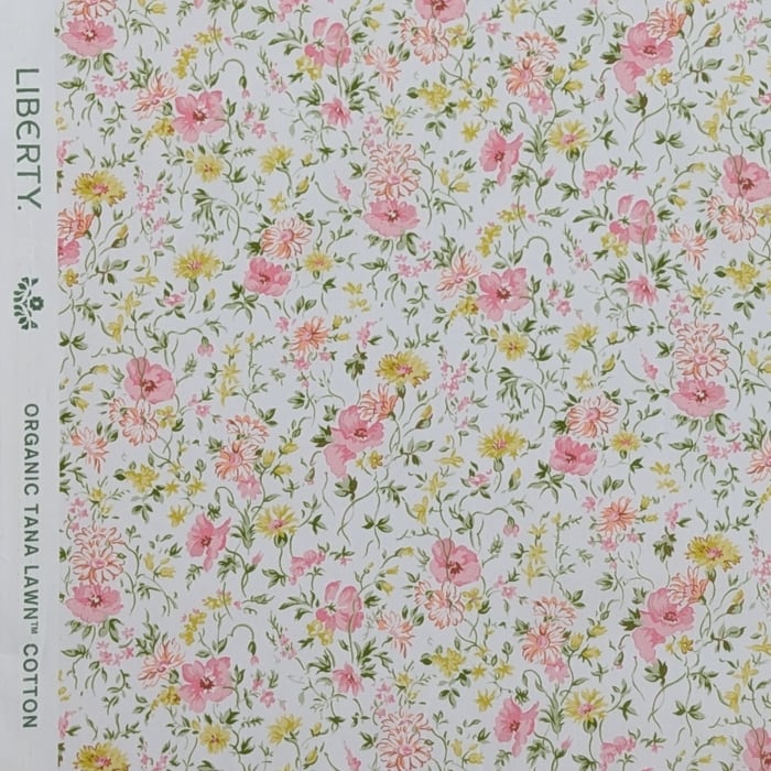 リバティ・ファブリックス　オーガニックタナローン　Beatrice　ベアトリス　ピンク/イエロー　約108×50cm